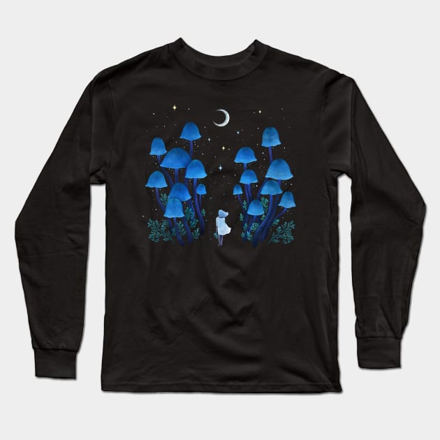 Fungi Forest - Dreamy Night Long Sleeve T-Shirt by Episodic Drawing